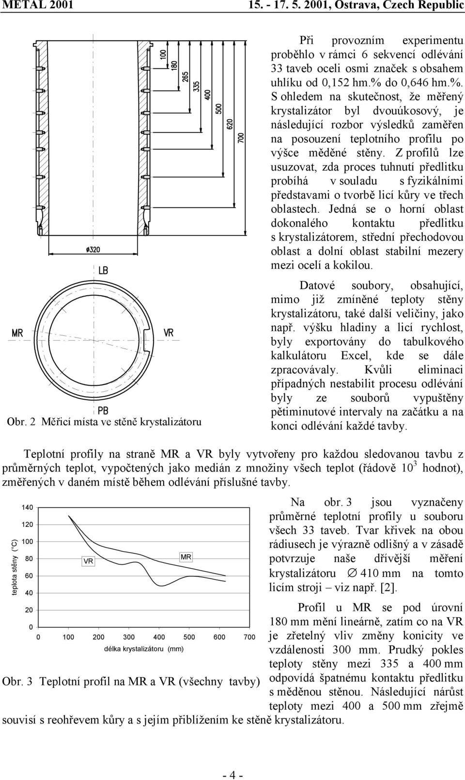 Z profilů lze usuzovat, zda proces tuhnutí předlitku probíhá v souladu s fyzikálními představami o tvorbě licí kůry ve třech oblastech.