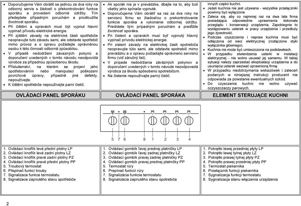 Při zjištění závady na elektrické části spotřebiče neopravujte tuto závadu sami, ale odstavte spotřebič mimo provoz a o opravu požádejte oprávněnou osobu k této činnosti odborně způsobilou.