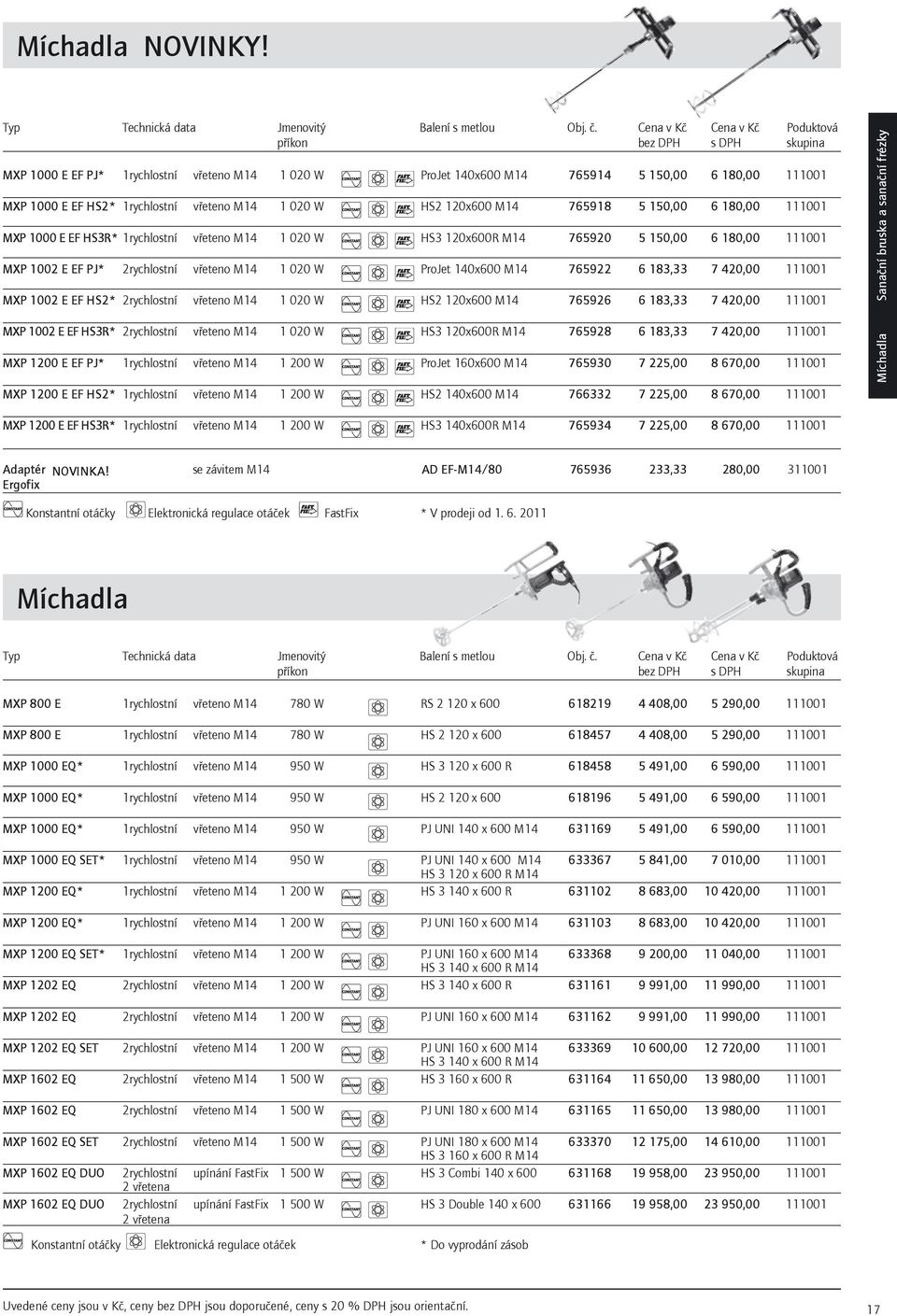 120x600 M14 765918 5 150,00 6 180,00 111001 MXP 1000 E EF HS3R* 1rychlostní v eteno M14 1 020 W HS3 120x600R M14 765920 5 150,00 6 180,00 111001 MXP 1002 E EF PJ* 2rychlostní v eteno M14 1 020 W