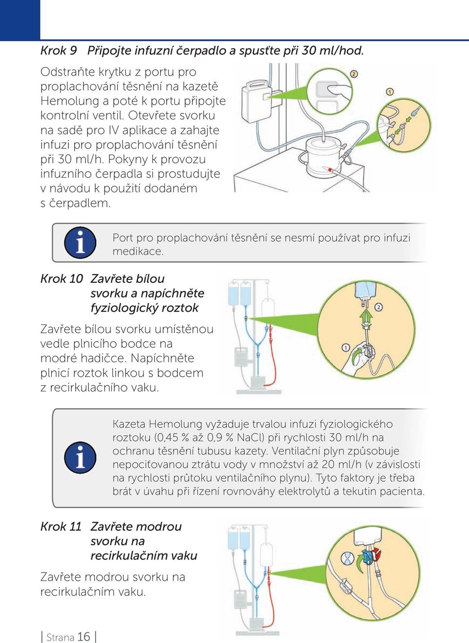 Port pro proplachování těsnění se nesmí používat pro infuzi medikace.