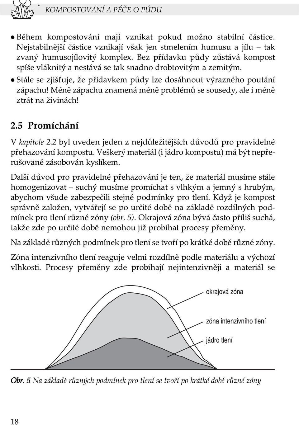 Méně zápachu znamená méně problémů se sousedy, ale i méně ztrát na živinách! 2.5 Promíchání V kapitole 2.2 byl uveden jeden z nejdůležitějších důvodů pro pravidelné přehazování kompostu.