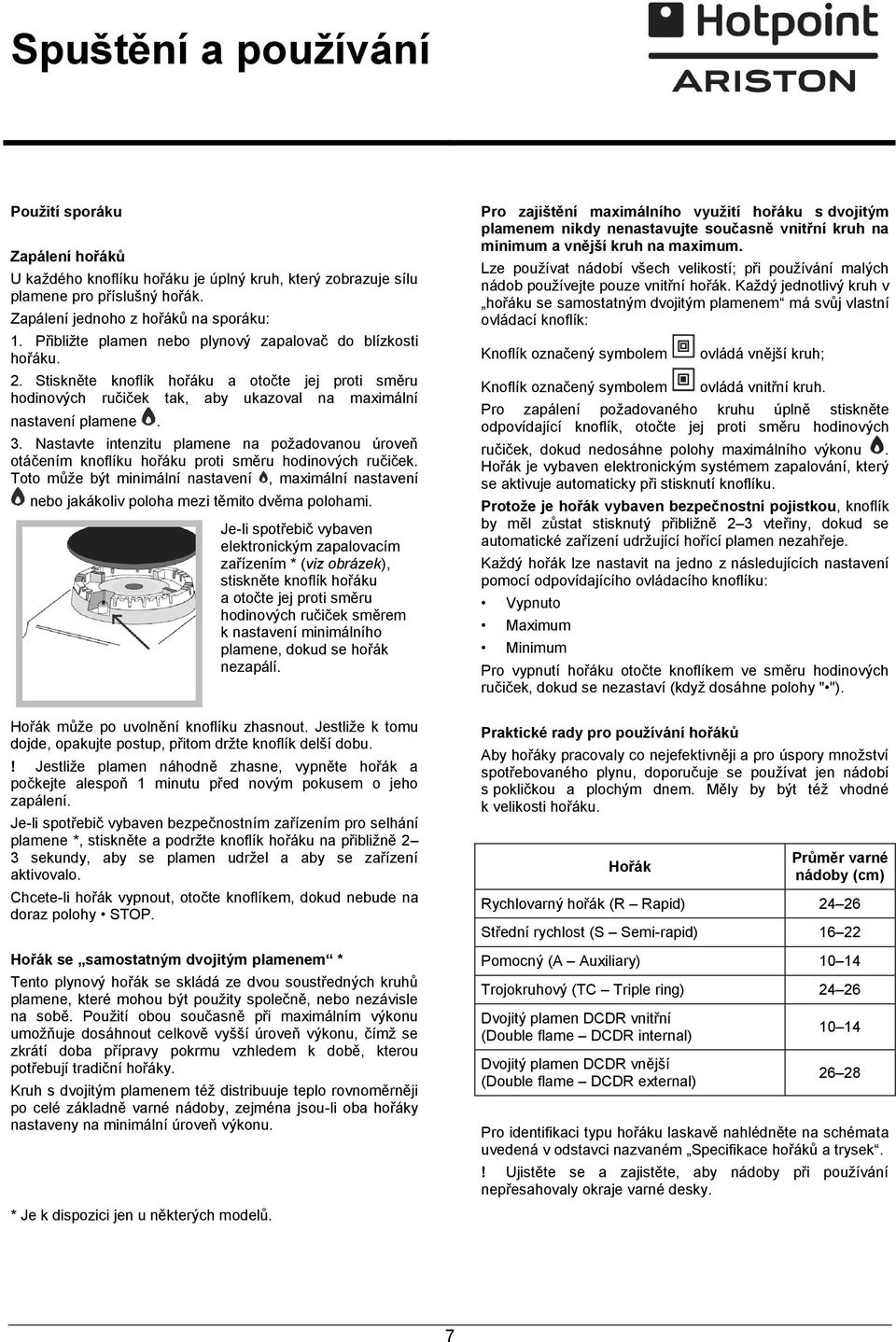 Nastavte intenzitu plamene na požadovanou úroveň otáčením knoflíku hořáku proti směru hodinových ručiček.