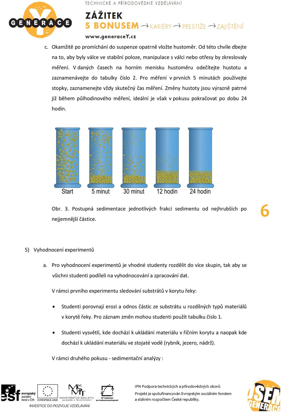 Změny hustoty jsou výrazně patrné již během půlhodinového měření, ideální je však v pokusu pokračovat po dobu 24 hodin. Obr. 3.