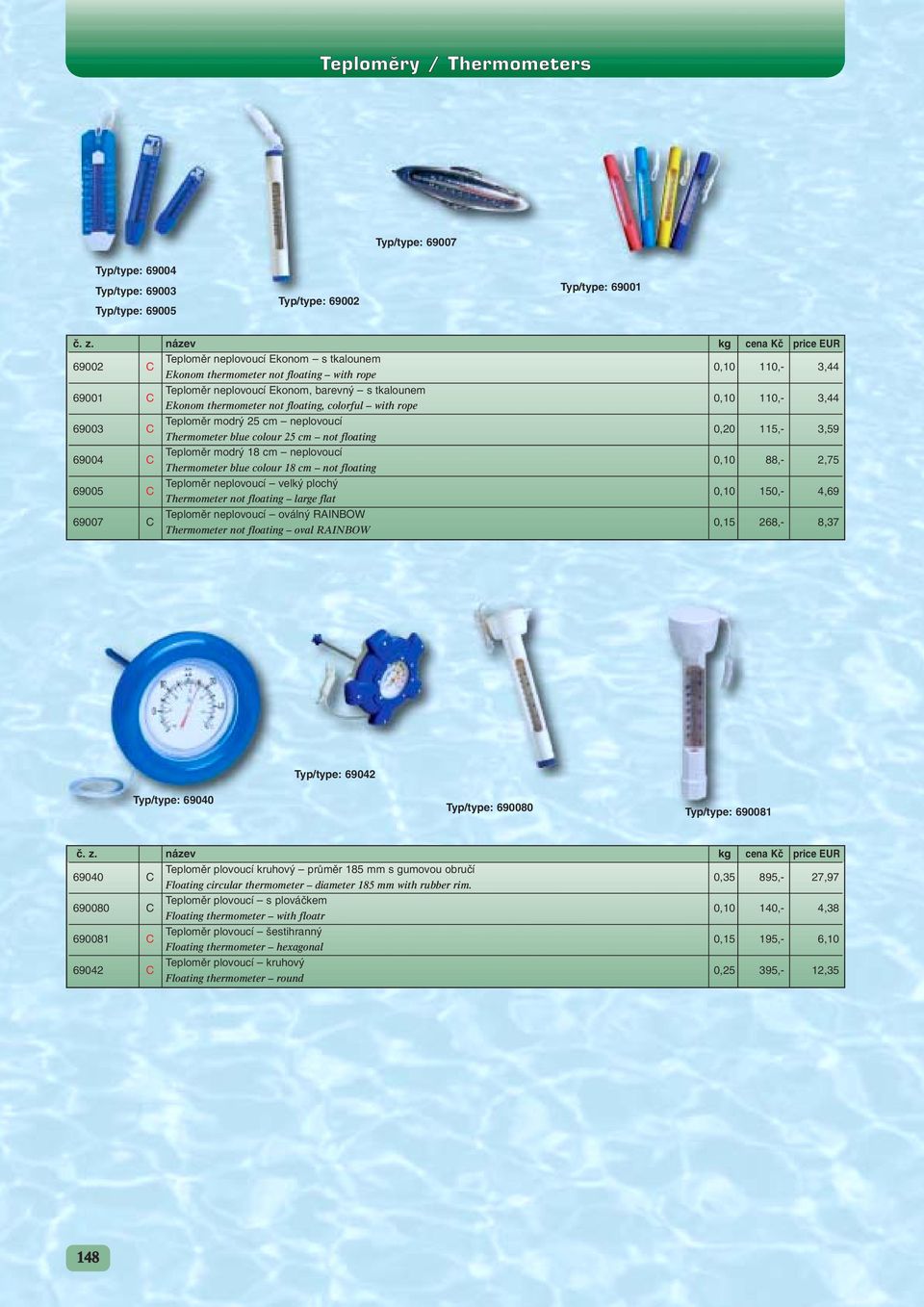 0,20 115,- 3,59 Thermometer blue colour 25 cm not floating 69004 C Teplomûr modr 18 cm neplovoucí 0,10 88,- 2,75 Thermometer blue colour 18 cm not floating 69005 C Teplomûr neplovoucí velk ploch 0,10