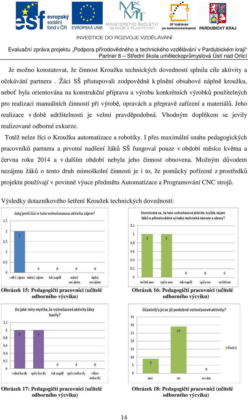 výrobě, opravách a přepravě zařízení a materiálů. Jeho realizace v době udržitelnosti je velmi pravděpodobná. Vhodným doplňkem se jevily realizované odborné exkurze.