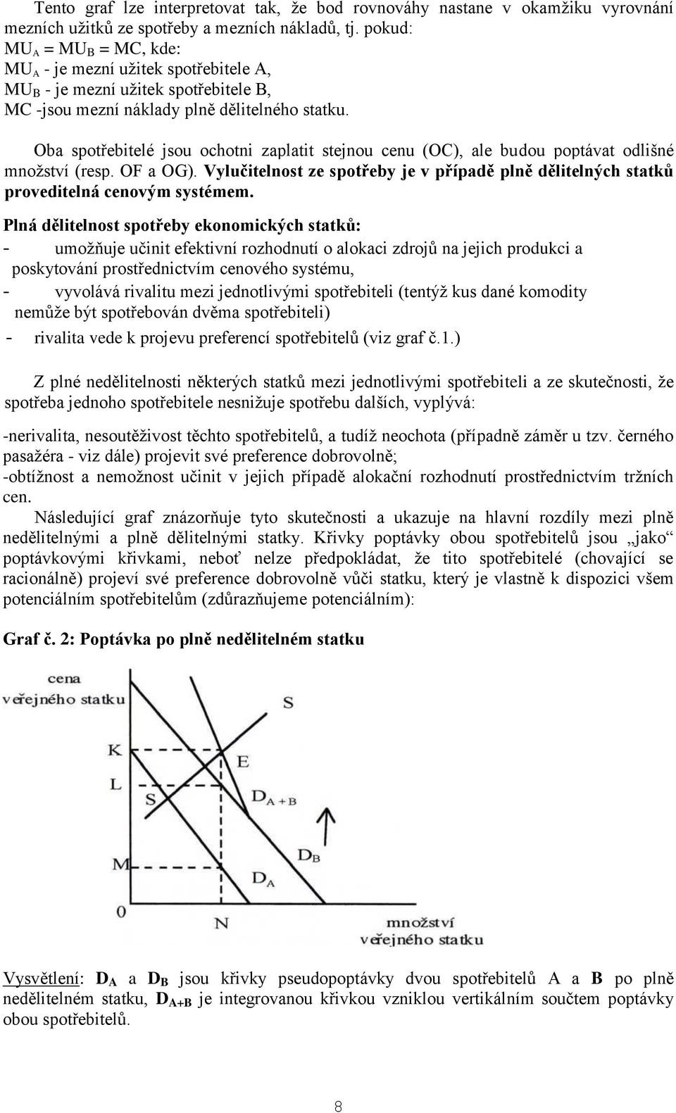 Oba spotřebitelé jsou ochotni zaplatit stejnou cenu (OC), ale budou poptávat odlišné množství (resp. OF a OG).