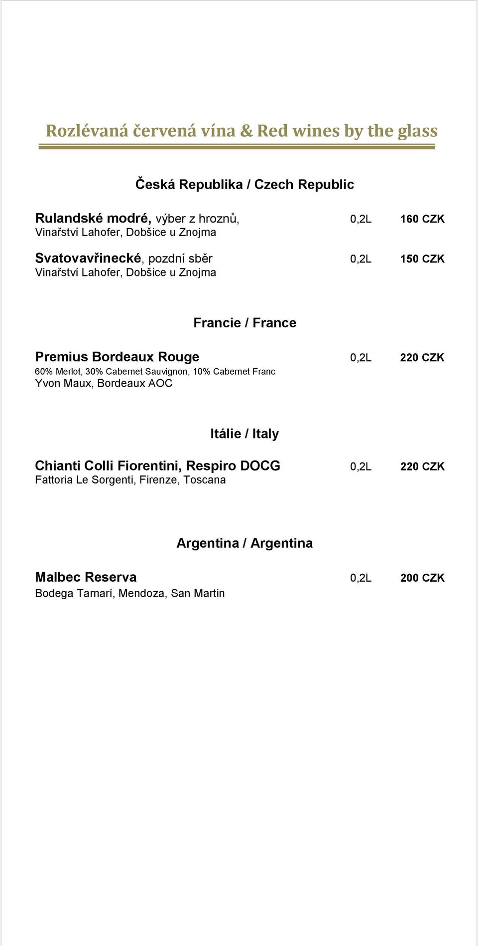 10% Cabernet Franc Yvon Maux, Bordeaux AOC Itálie / Italy Chianti Colli Fiorentini, Respiro DOCG 0,2L 220 CZK