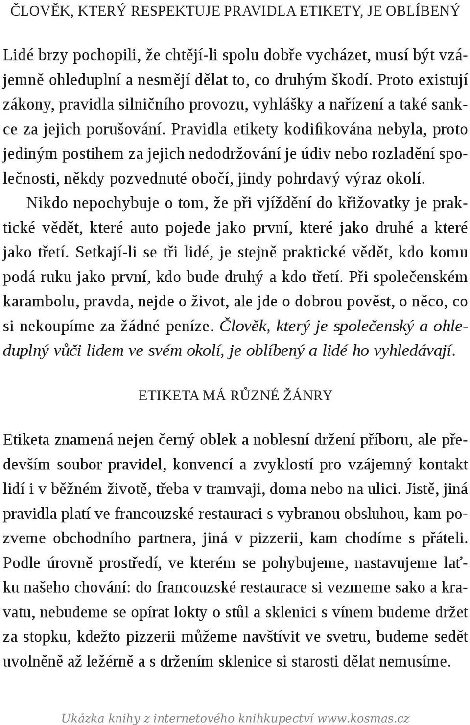 Pravidla etikety kodifikována nebyla, proto jediným postihem za jejich nedodržování je údiv nebo rozladění společnosti, někdy pozvednuté obočí, jindy pohrdavý výraz okolí.