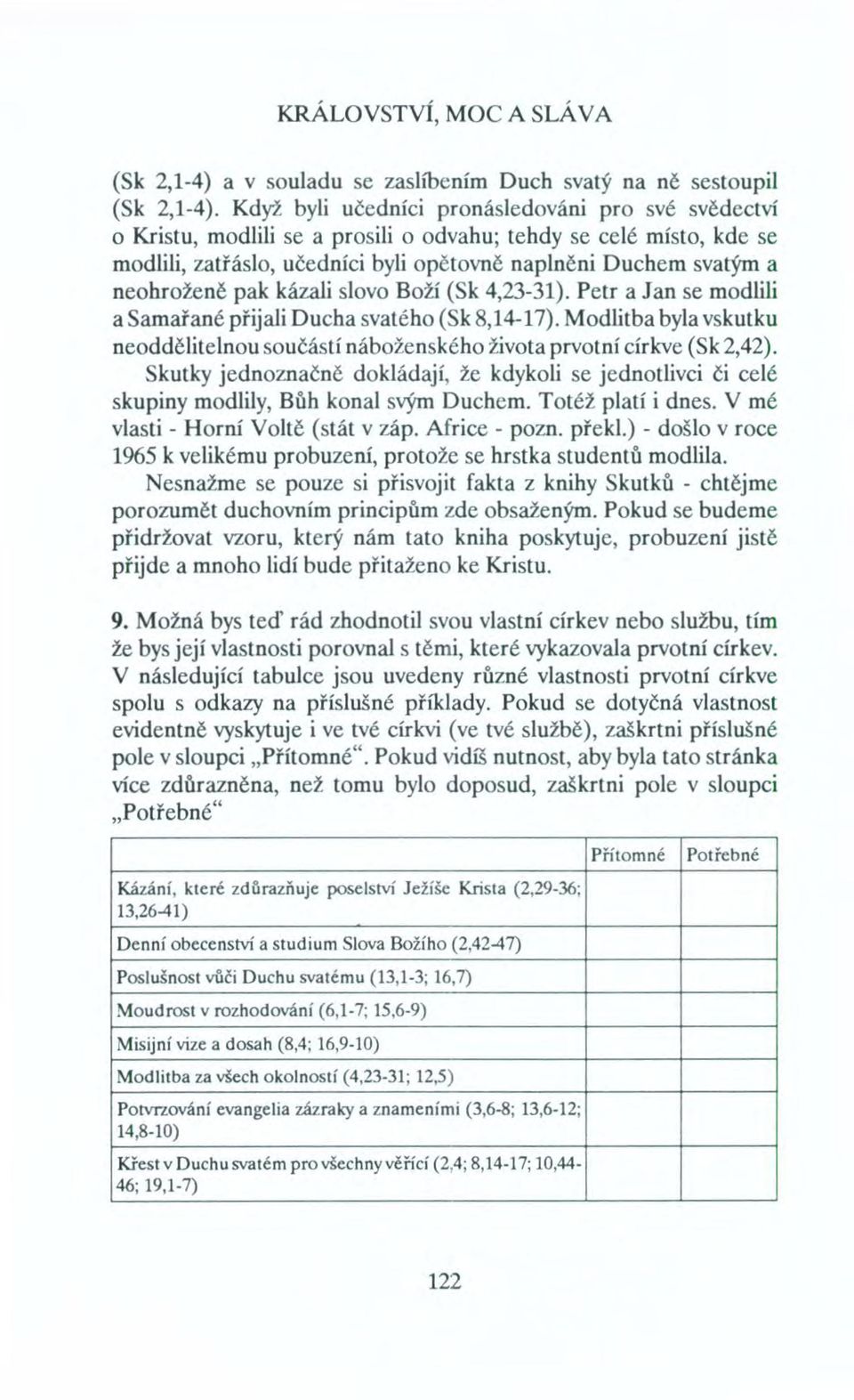 pak kázali slovo Boží (Sk 4,23-31). Petr a Jan se modlili a Samařané přijali Ducha svatého (Sk 8,14-17). Modlitba byla vskutku neoddělitelnou součástí náboženského života prvotní církve (Sk 2,42).