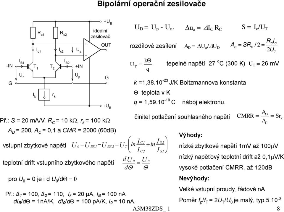 - M8ZS_ 8 S = c / S / tepelné napětí 7 o ( K) = 6 mv k =,8. - J/K Boltzmannova konstanta teplota v K q =,59.