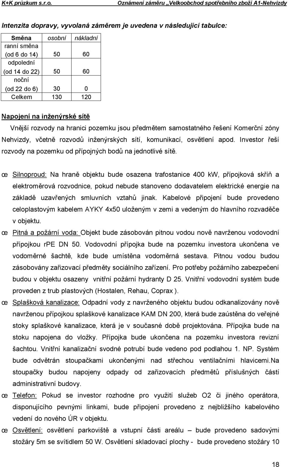 Investor řeší rozvody na pozemku od přípojných bodů na jednotlivé sítě.