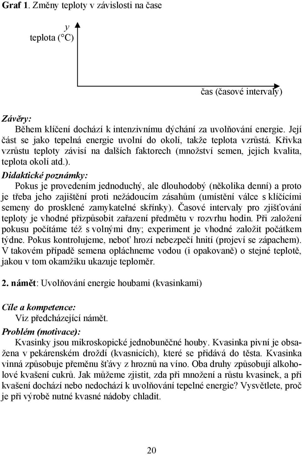 Didaktické poznámky: Pokus je provedením jednoduchý, ale dlouhodobý (několika denní) a proto je třeba jeho zajištění proti nežádoucím zásahům (umístění válce s klíčícími semeny do prosklené