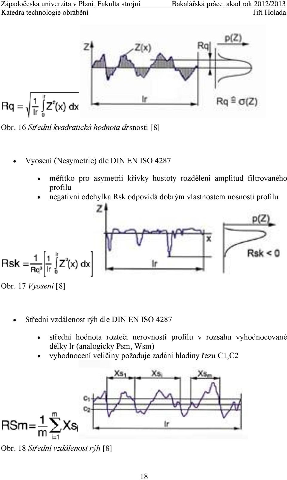 17 Vyosení [8] Střední vzdálenost rýh dle DIN EN ISO 4287 střední hodnota roztečí nerovností profilu v rozsahu