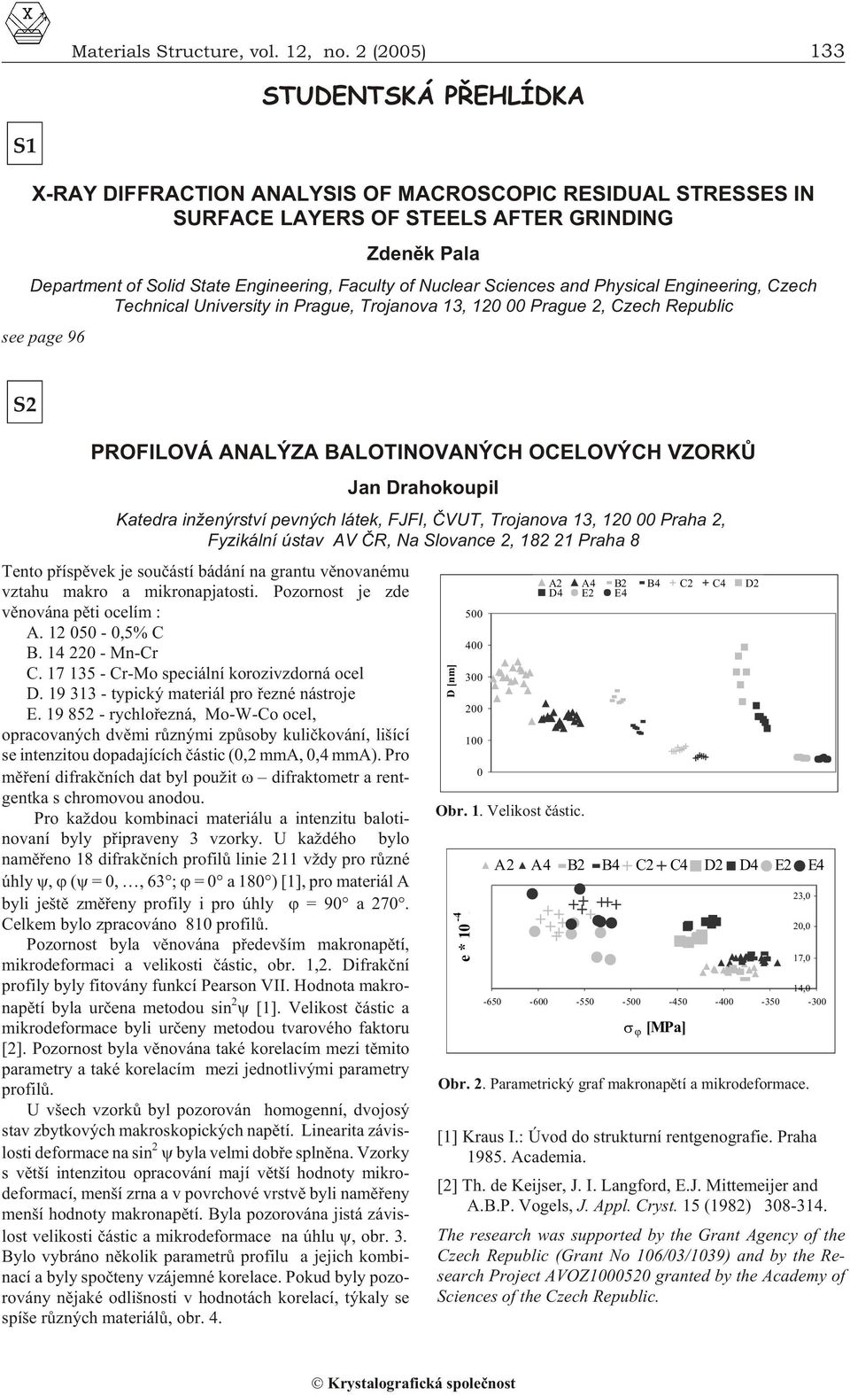 of Nuclear Sciences and Physical Engineering, Czech Technical University in Prague, Trojanova 13, 120 00 Prague 2, Czech Republic see page 96 S2 PROFILOVÁ ANALÝZA BALOTINOVANÝCH OCELOVÝCH VZORKÙ Jan