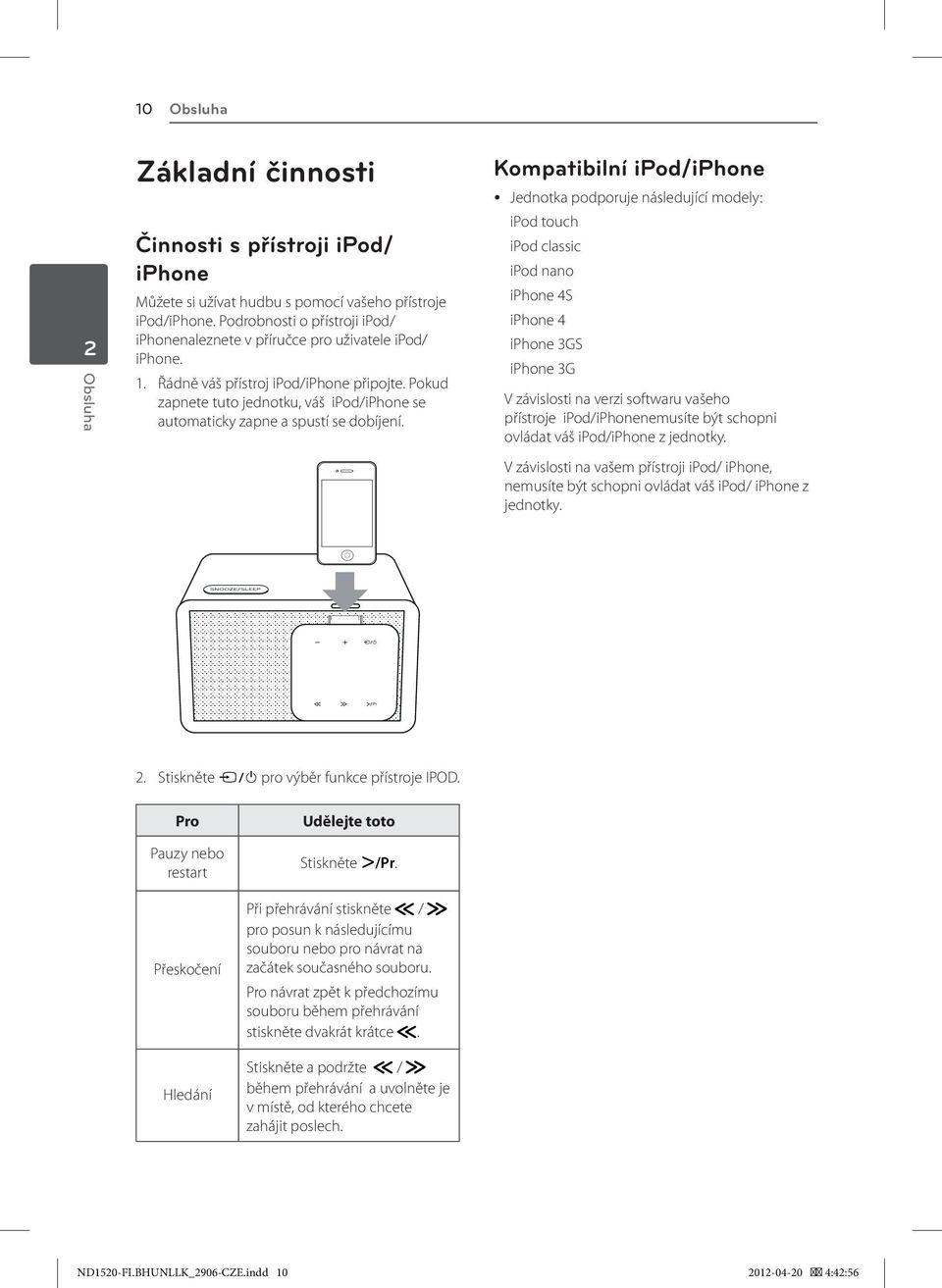 Pokud zapnete tuto jednotku, váš ipod/iphone se automaticky zapne a spustí se dobíjení.