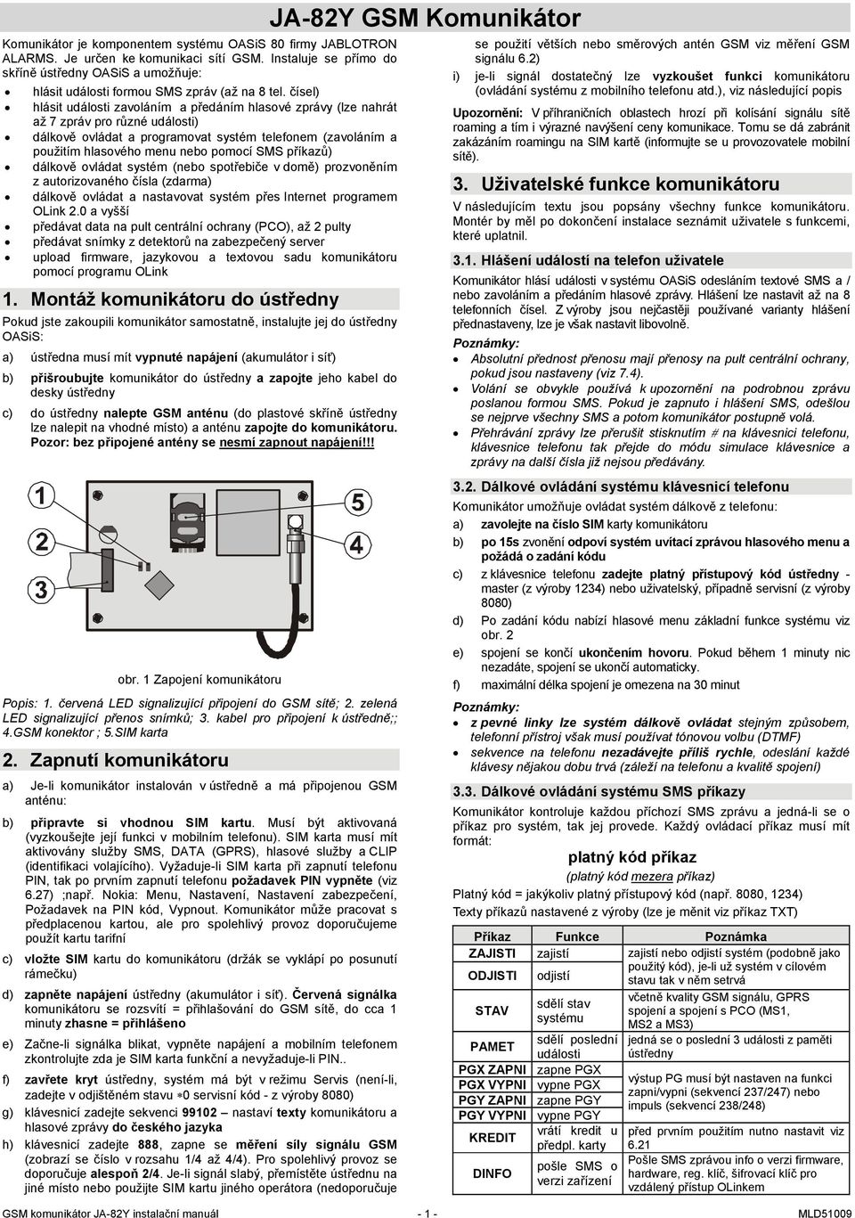 čísel) hlásit události zavoláním a předáním hlasové zprávy (lze nahrát až 7 zpráv pro různé události) dálkově ovládat a programovat systém telefonem (zavoláním a použitím hlasového menu nebo pomocí