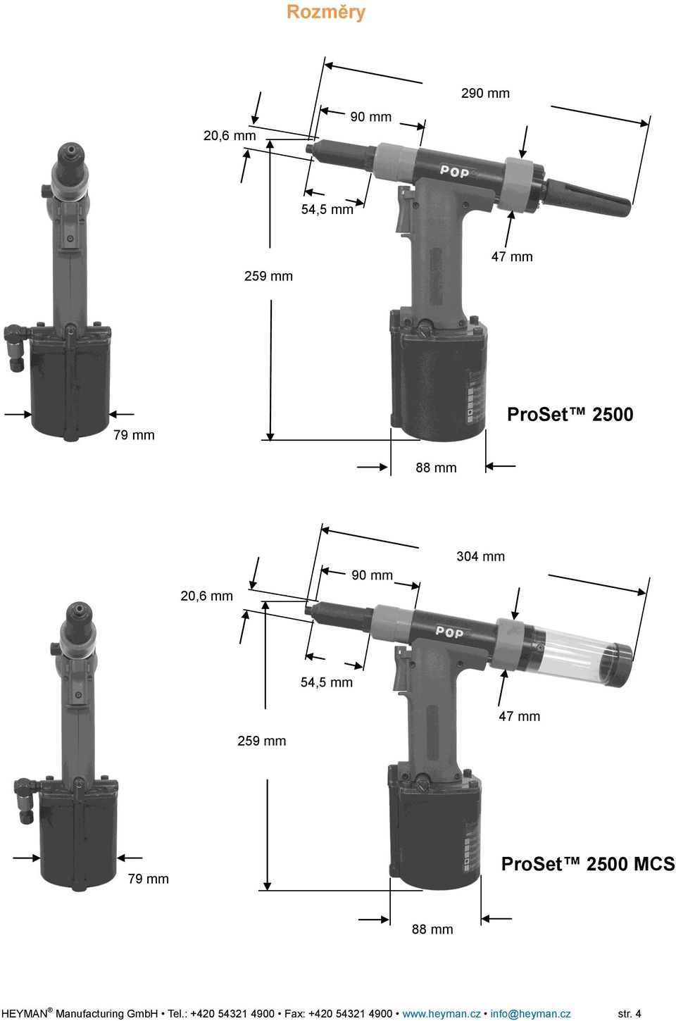 79 mm ProSet 2500 MCS 88 mm HEYMAN Manufacturing GmbH Tel.