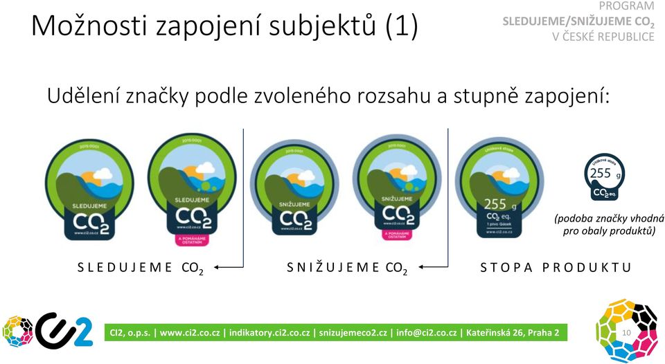 stupně zapojení: (podoba značky vhodná pro obaly produktů) S L