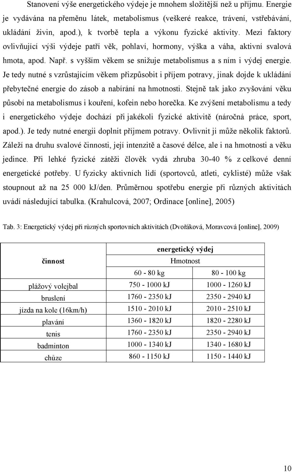 s vyšším věkem se sniţuje metabolismus a s ním i výdej energie.