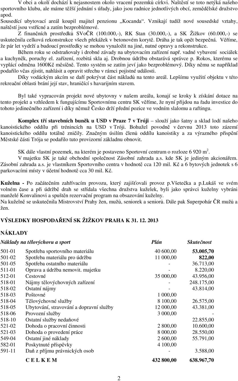 Sousedící ubytovací areál koupil majitel penzionu Kocanda. Vznikají tudíž nové sousedské vztahy, naštěstí jsou vstřícné a zatím bezproblémové. Z finančních prostředků SVoČR (100.000,-), RK Stan (30.