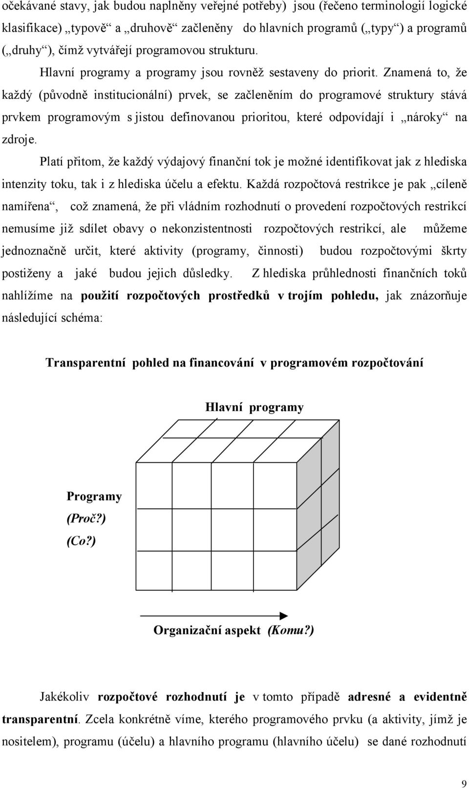 Znamená to, že každý (původně institucionální) prvek, se začleněním do programové struktury stává prvkem programovým s jistou definovanou prioritou, které odpovídají i nároky na zdroje.