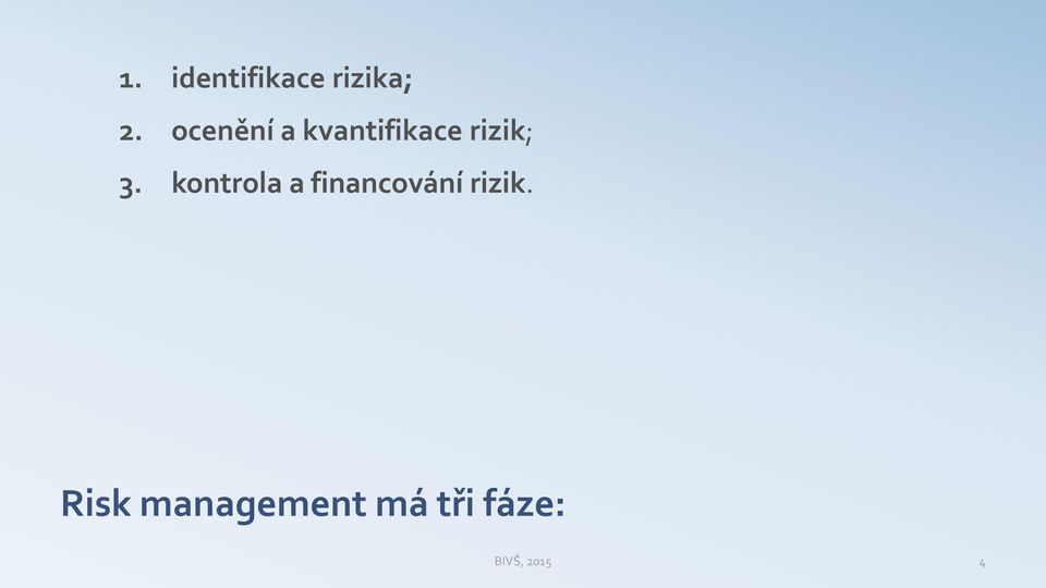 kontrola a financování rizik.