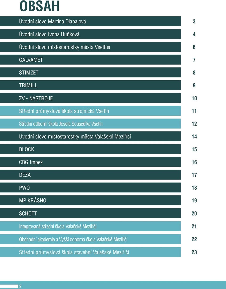 Valašské Meziříčí BLOCK CBG Impex DEZA PWO MP KRÁSNO SCHOTT Integrovaná střední škola Valašské Meziříčí Obchodní akademie a Vyšší
