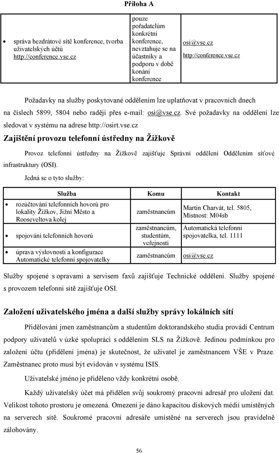 cz Požadavky na služby poskytované oddělením lze uplatňovat v pracovních dnech na číslech 5899, 5804 nebo raději přes e-mail:. Své požadavky na oddělení lze sledovat v systému na adrese http://osirt.