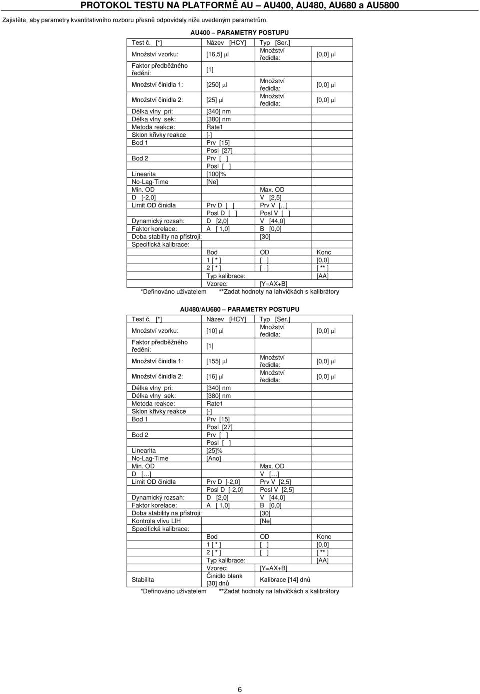 ] vzorku: [16,5] µl Faktor předběžného ředění: [1] činidla 1: [250] µl činidla 2: [25] µl Délka vlny pri: [340] nm Délka vlny sek: [380] nm Metoda reakce: Rate1 Sklon křivky reakce [-] Bod 1 Prv [15]