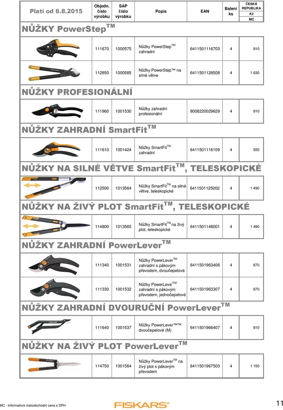 TM na silné větve, teleskopické 6411501125002 4 1 490 NŮŽKY NA ŽIVÝ PLOT SmartFit TM, TELESKOPICKÉ 114800 1013565 Nůžky SmartFit TM na živý plot, teleskopické 6411501148001 4 1 490 NŮŽKY ZAHRADNÍ