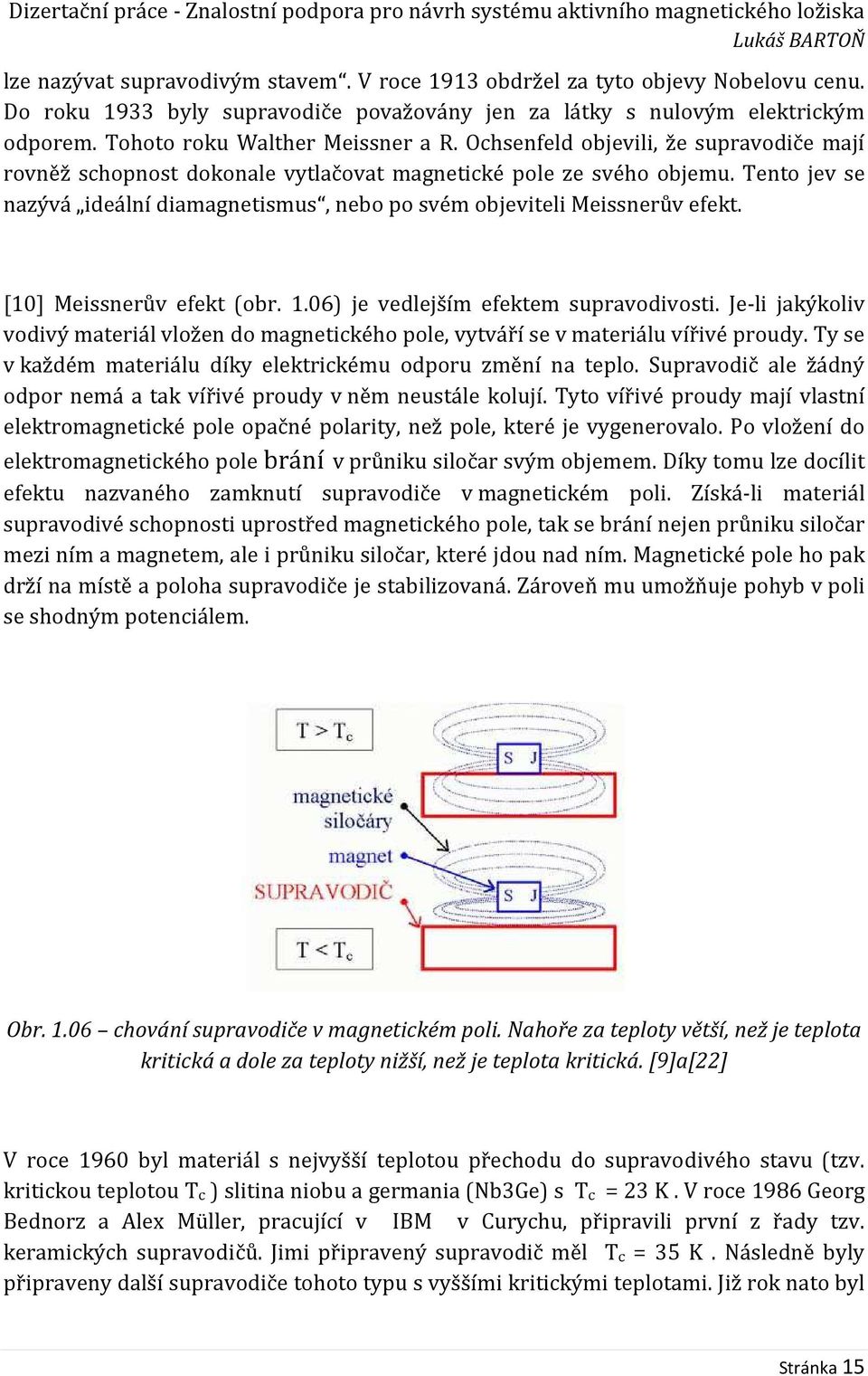 Tento jev se nazývá ideální diamagnetismus, nebo po svém objeviteli Meissnerův efekt. [10] Meissnerův efekt (obr. 1.06) je vedlejším efektem supravodivosti.