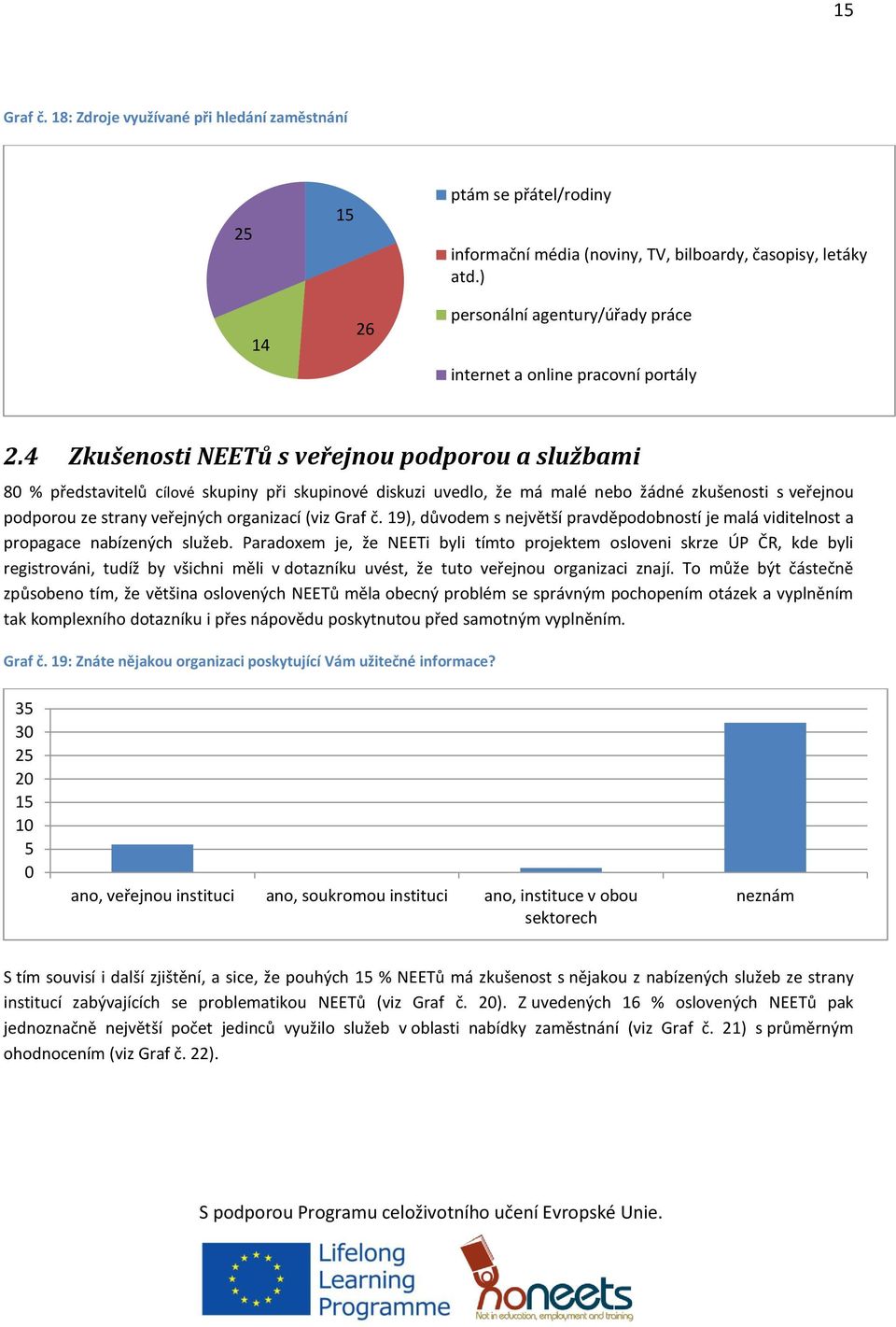 4 Zkušenosti NEETů s veřejnou podporou a službami 8 % představitelů cílové skupiny při skupinové diskuzi uvedlo, že má malé nebo žádné zkušenosti s veřejnou podporou ze strany veřejných organizací