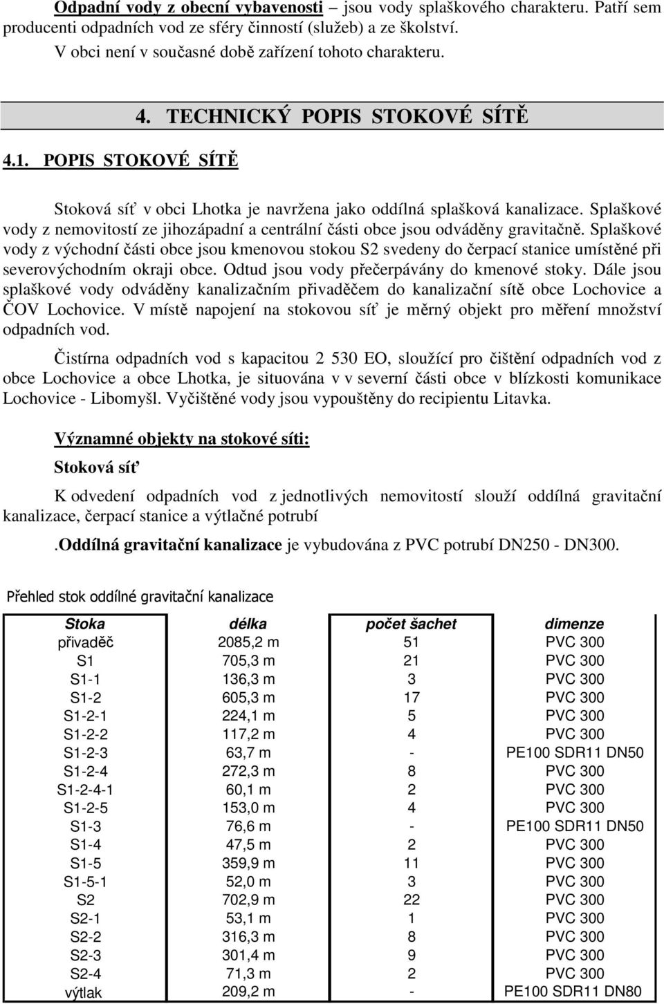 Splaškové vody z nemovitostí ze jihozápadní a centrální části obce jsou odváděny gravitačně.