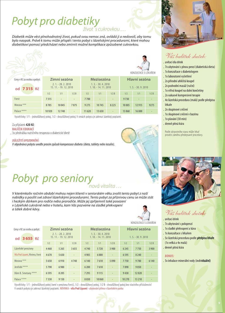 EDUKACÍ 3x přednáška nutričního terapeuta o diabetické dietě 7 875 1/2 1/1 1/2 B 7 700 9 275 10 745 8 225 11 620 13 650 DŮLEŽITÉ UPOZORNĚNÍ: V objednávce pobytu uveďte prosím způsob kompenzace