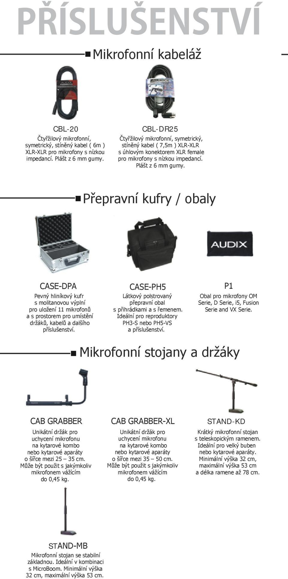 Přepravní kufry / obaly CASE-DPA Pevný hliníkový kufr s molitanovou výplní pro uložení 11 mikrofonů a s prostorem pro umístění držáků, kabelů a dalšího příslušenství.