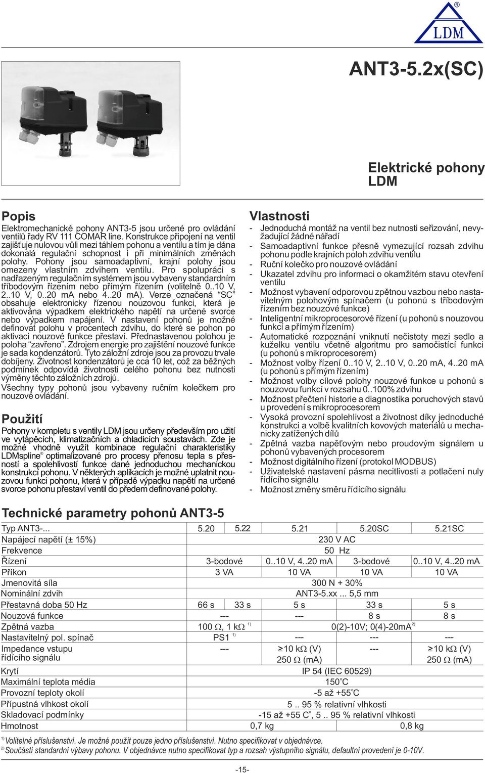 Phny jsu samadaptivní, krajní plhy jsu mezeny vlastním zdvihem ventilu. Pr splupráci s nadřazeným regulačním systémem jsu vybaveny standardním tříbdvým řízením neb přímým řízením (vlitelně 0..10 V, 2.