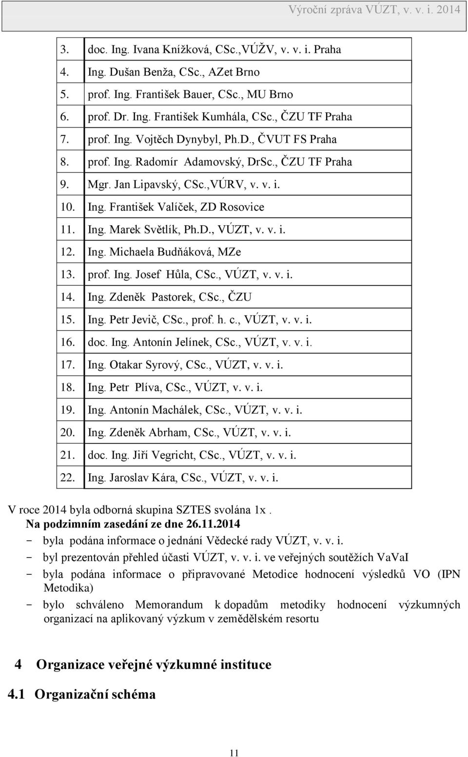 D., VÚZT, v. v. i. 12. Ing. Michaela Budňáková, MZe 13. prof. Ing. Josef Hůla, CSc., VÚZT, v. v. i. 14. Ing. Zdeněk Pastorek, CSc., ČZU 15. Ing. Petr Jevič, CSc., prof. h. c., VÚZT, v. v. i. 16. doc.