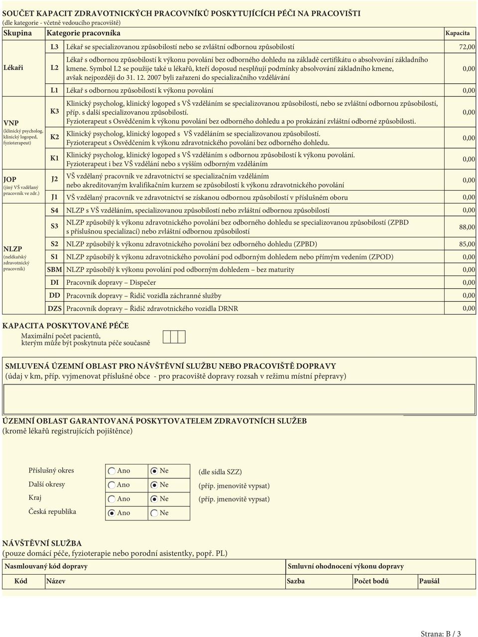 ) NLZP (nelékařský zdravotnický pracovník) L3 L2 L1 K3 K2 K1 J2 J1 S4 S3 S2 S1 SBM DI DD DZS Lékař se specializovanou způsobilostí nebo se zvláštní odbornou způsobilostí 72,00 Lékař s odbornou