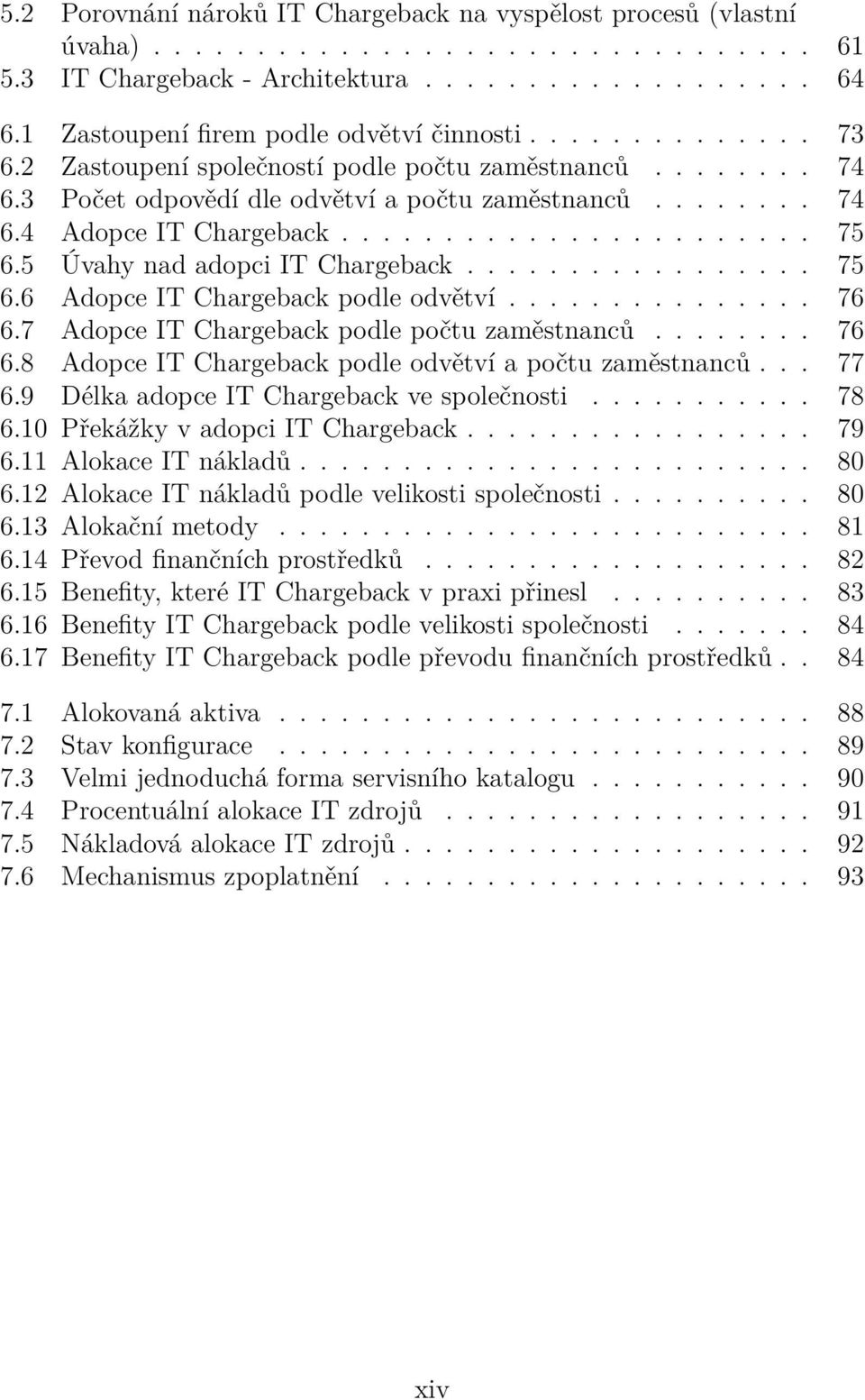 ...................... 75 6.5 Úvahy nad adopci IT Chargeback................. 75 6.6 Adopce IT Chargeback podle odvětví............... 76 6.7 Adopce IT Chargeback podle počtu zaměstnanců........ 76 6.8 Adopce IT Chargeback podle odvětví a počtu zaměstnanců.