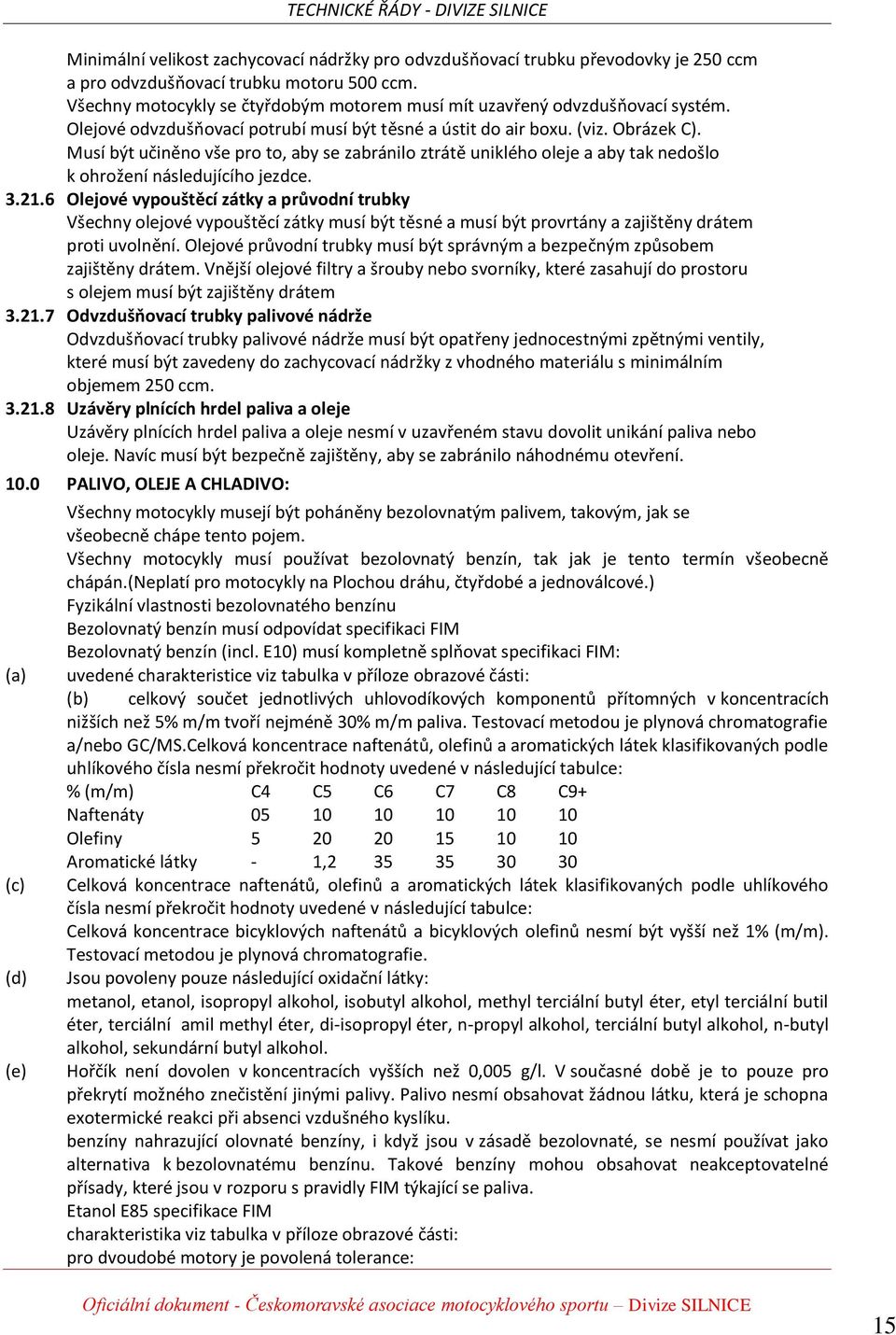 Musí být učiněno vše pro to, aby se zabránilo ztrátě uniklého oleje a aby tak nedošlo k ohrožení následujícího jezdce. 3.21.