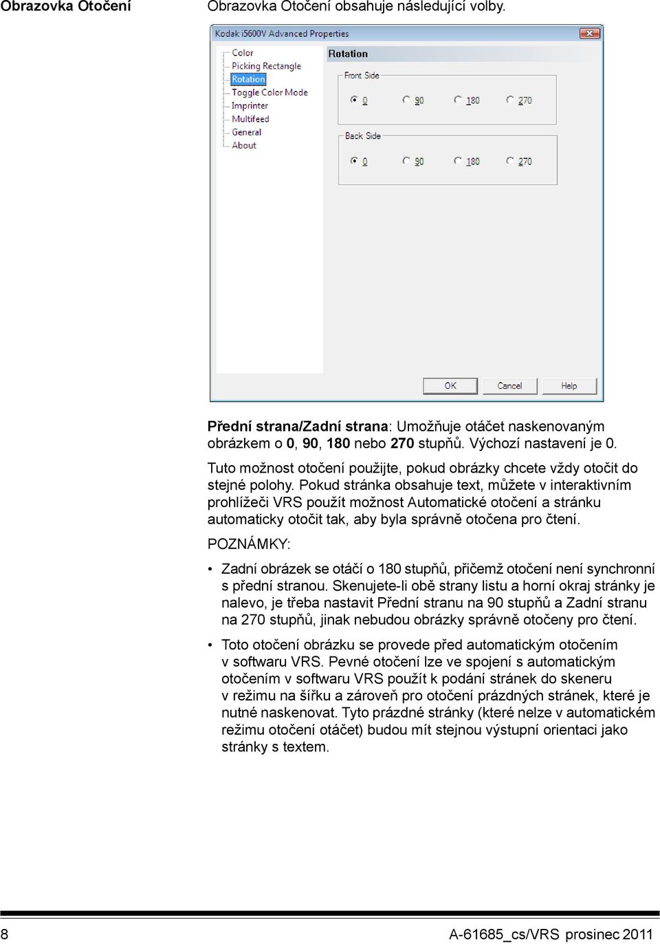 Pokud stránka obsahuje text, můžete v interaktivním prohlížeči VRS použít možnost Automatické otočení a stránku automaticky otočit tak, aby byla správně otočena pro čtení.