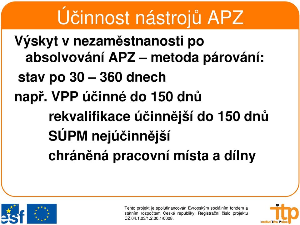 např. VPP účinné do 150 dnů rekvalifikace účinnější