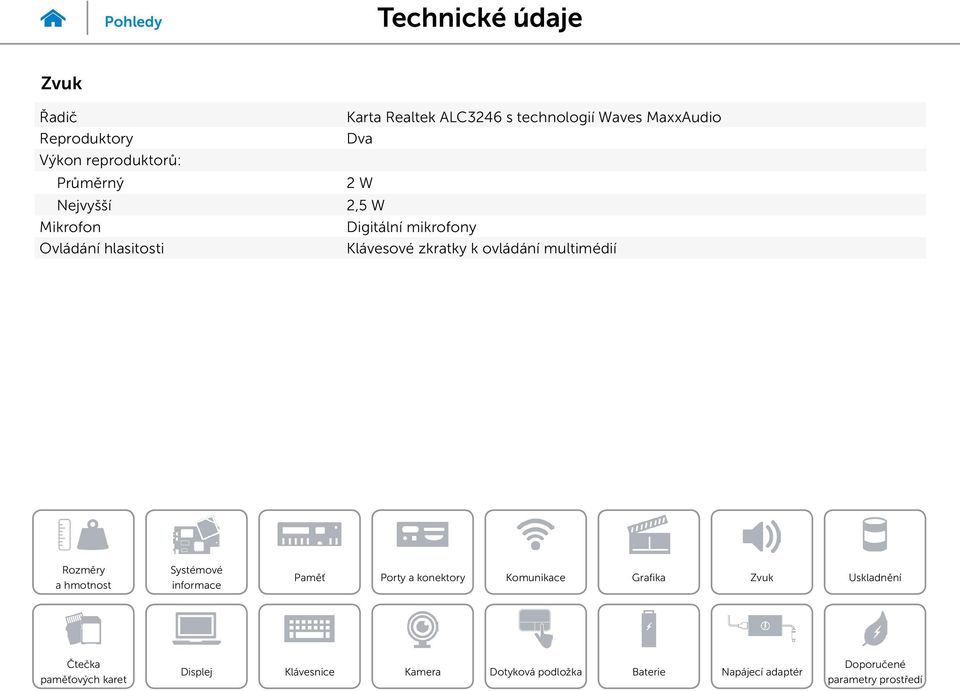 ALC3246 s technologií Waves MaxxAudio Dva 2 W 2,5 W