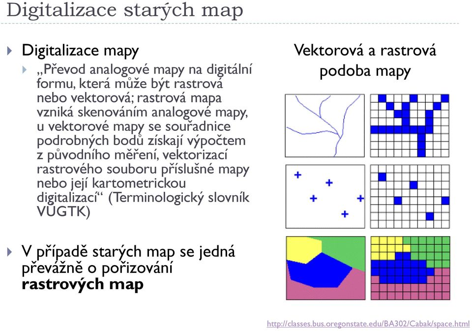 vektorizací rastrového souboru příslušné mapy nebo její kartometrickou digitalizací (Terminologický slovník VÚGTK) Vektorová a