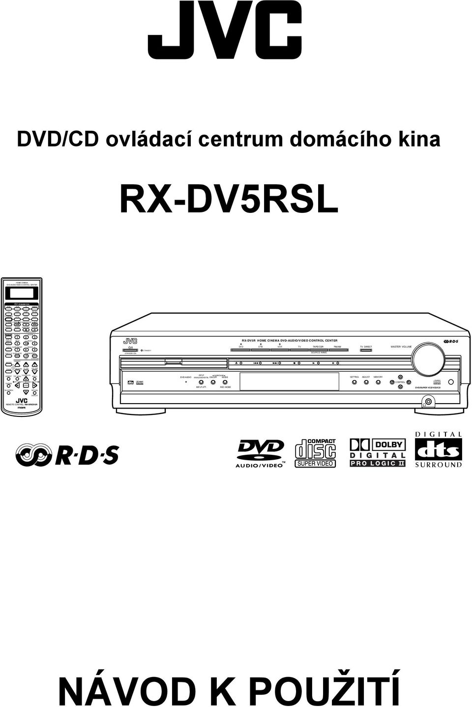 PTY SEARCH PTY9 RETURN DISPLAY STANDBY/ON STANDBY INPUT /DIGITAL COMPACT SUPER VIDEO DVD/CD ovládací centrum domácího kina RX-DV5RSL 1 4 7 10/0 +10 2 3 5 6 8 9 VFP RX-DV5R HOME CINEMA DVD-AUDIO/VIDEO