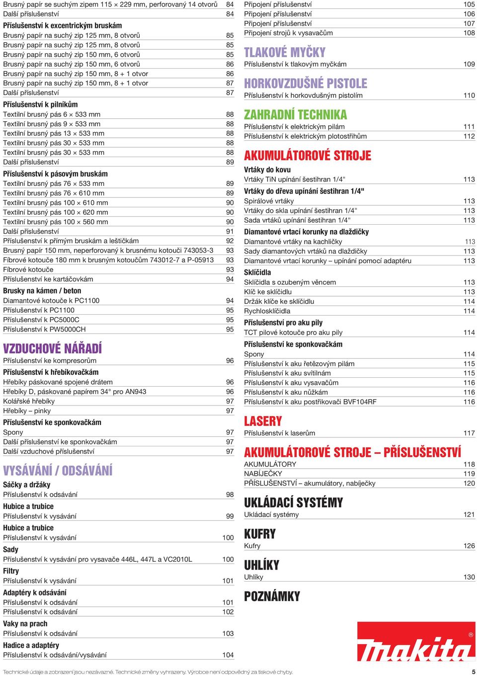 1 otvor 87 Další příslušenství 87 Příslušenství k pilníkům Textilní brusný pás 6 533 mm 88 Textilní brusný pás 9 533 mm 88 Textilní brusný pás 13 533 mm 88 Textilní brusný pás 30 533 mm 88 Textilní