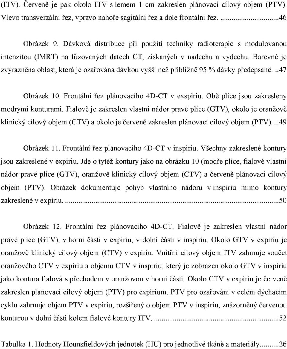 Barevně je zvýrazněna oblast, která je ozařována dávkou vyšší než přibližně 95 % dávky předepsané... 47 Obrázek 10. Frontální řez plánovacího 4D-CT v exspiriu.