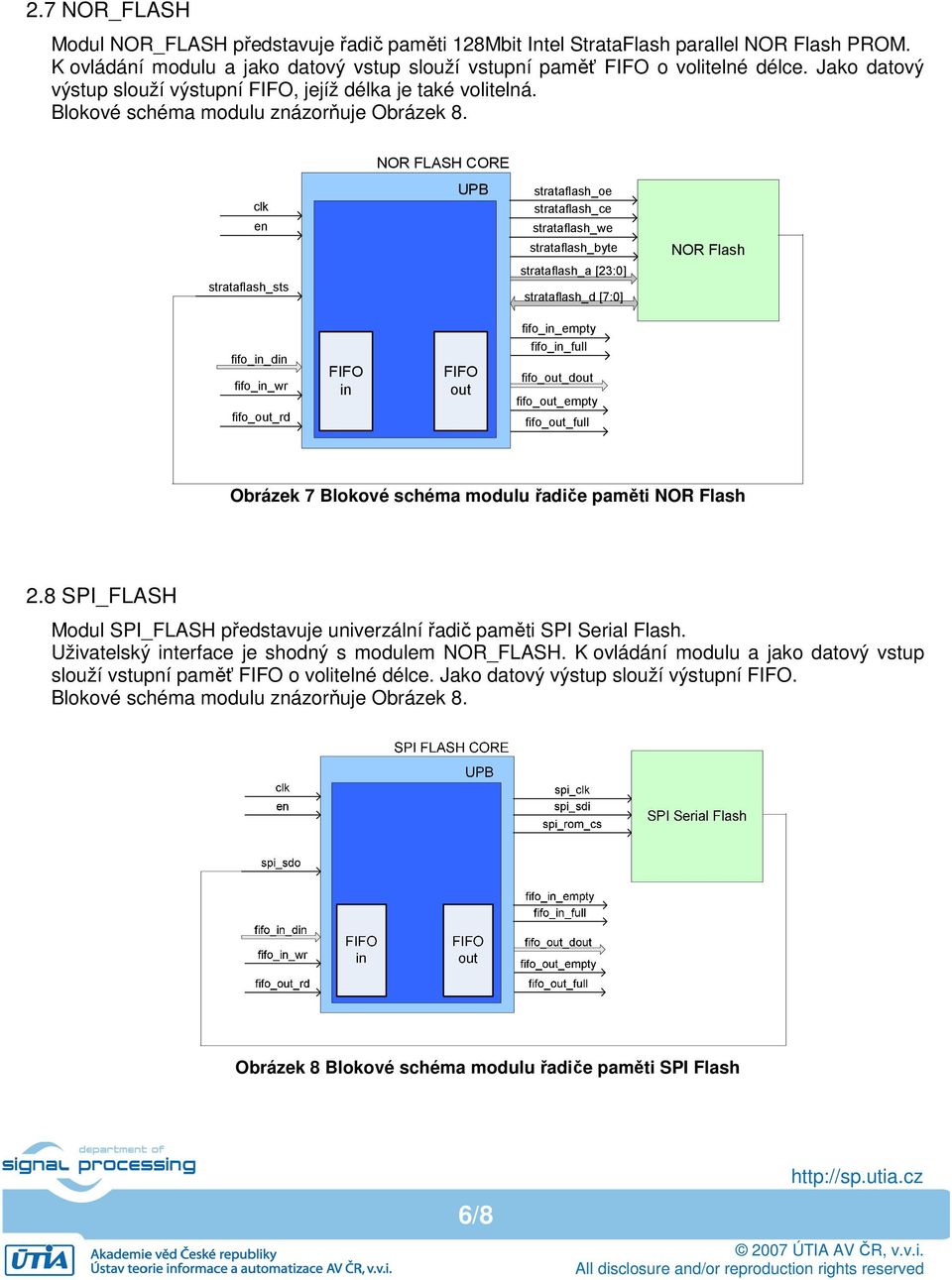 NOR FLASH CORE clk UPB strataflash_oe strataflash_ce en strataflash_we strataflash_byte NOR Flash strataflash_a [23:0] strataflash_sts strataflash_d [7:0] fifo_in_din fifo_in_wr fifo_out_rd FIFO in