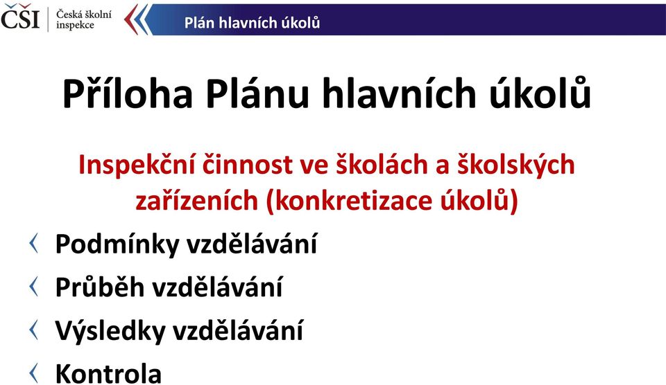 zařízeních (konkretizace úkolů) Podmínky