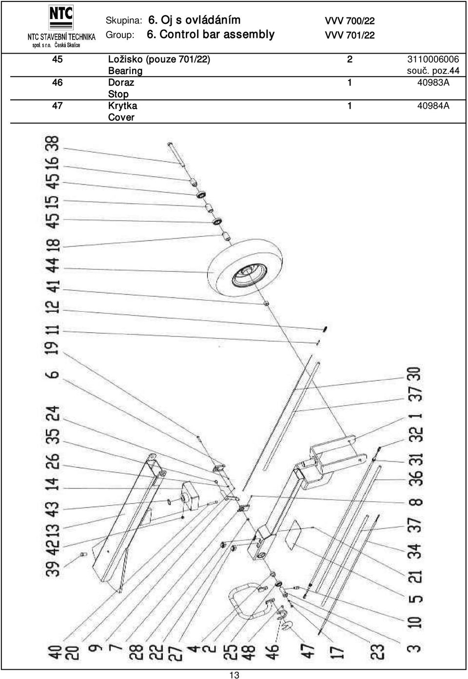 (pouze 701/22) 2 3110006006 Bearing souč. poz.